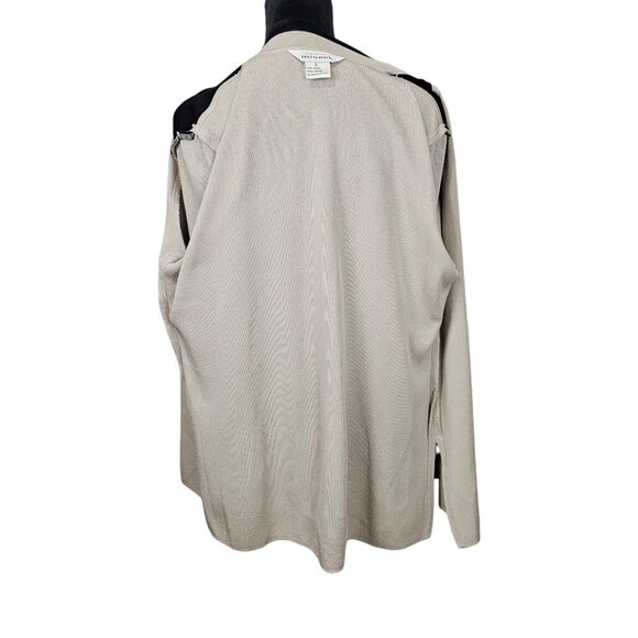 Misook Exclusively Vintage Knit Open Front Tan And Black Cardigan - Picture 6 of 6
